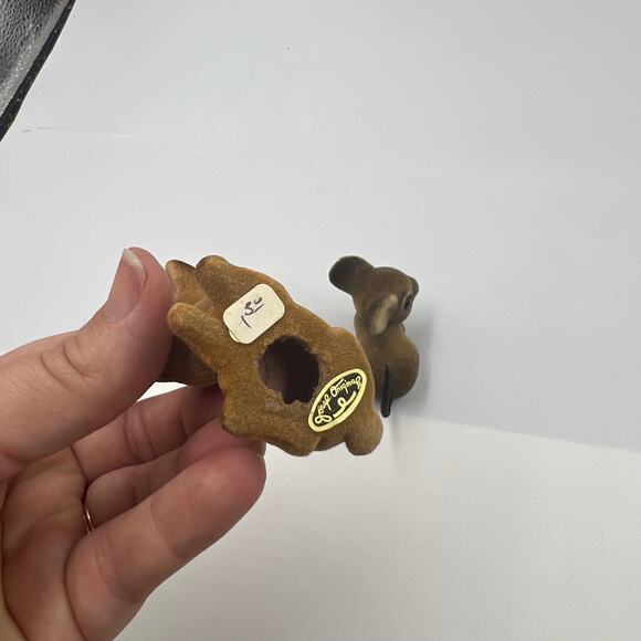 Vintage Josef Originals Flocked Fawn & Mouse Miniatures Japan Figurines 2" - Picture 8 of 9